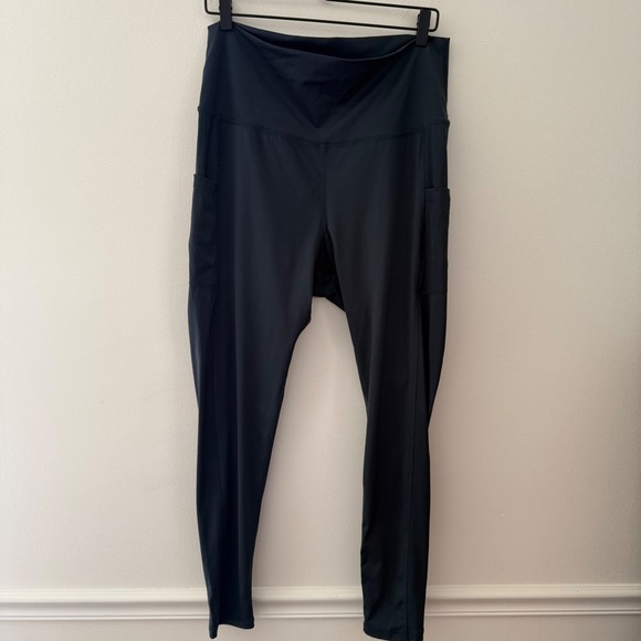 Latched Mama Womens 1X Blue Side Pocket High Waisted Athletic Leggings - Picture 1 of 10